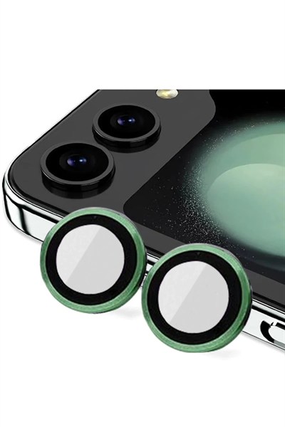 Mey İthalat®  Samsung Galaxy Z Flip 5 Valdez Metal Kamera Lens - Koyu Yeşil