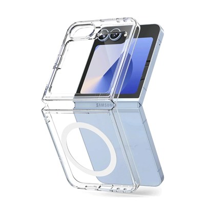 Mey İthalat®  Samsung Galaxy Z Flip 6 Kılıf Magneticsafe Şeffaf Silikon - Şeffaf