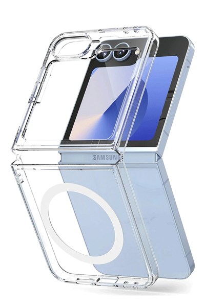 Mey İthalat®  Samsung Galaxy Z Flip 6 Kılıf Magneticsafe Şeffaf Silikon - Şeffaf