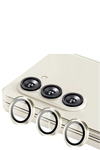 Mey İthalat®  Samsung Galaxy Z Fold 5 Valdez Metal Kamera Lens - Krem