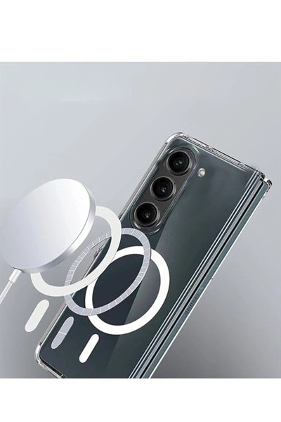 Mey İthalat®  Samsung Galaxy Z Fold 6 Kılıf Magneticsafe Şeffaf Silikon - Şeffaf