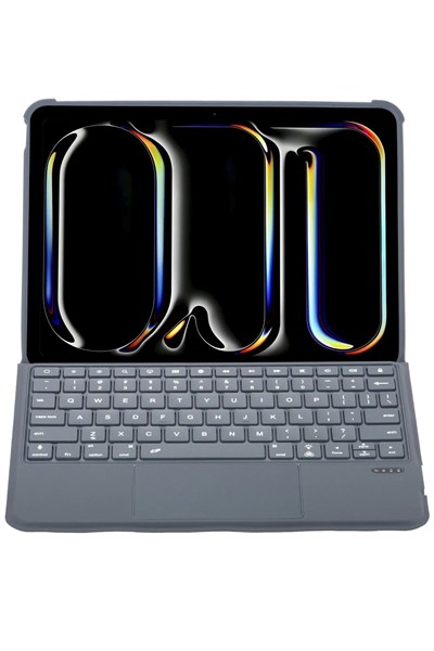 Mey İthalat®  T5504D iPad Pro 11 (2024) Kılıf Palermo Ledli Klavyeli Standlı Tablet Kılıfı - Siyah