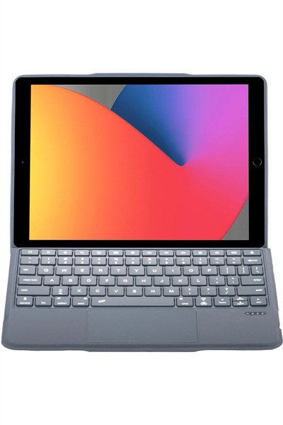 Mey İthalat®  T5506D iPad 10.2 (9.Nesil) Kılıf Palermo Ledli Klavyeli Standlı Tablet Kılıfı - Siyah