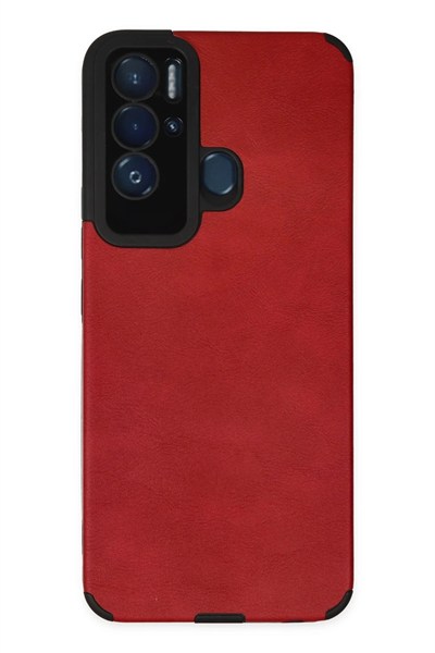 Mey İthalat®  Tecno Pova Neo Kılıf Loop Deri Silikon - Kırmızı