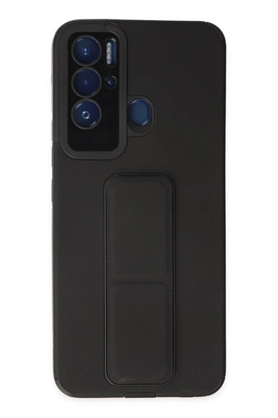 Mey İthalat®  Tecno Pova Neo Kılıf Mega Standlı Silikon - Siyah