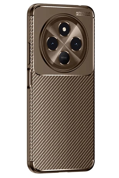Mey İthalat®  Tecno Spark 30C Kılıf Auto Focus Karbon Kapak - Kahverengi