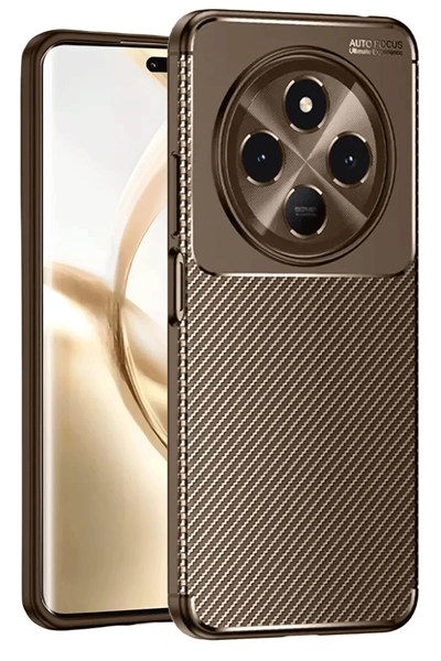 Mey İthalat®  Tecno Spark 30C Kılıf Auto Focus Karbon Kapak - Kahverengi