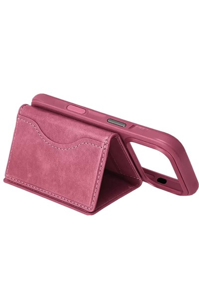 Mey İthalat®  Tema Magsafe Deri Kartlık - Pembe