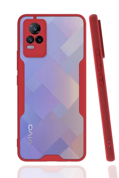 Mey İthalat®  Vivo V21e Kılıf Platin Silikon - Kırmızı