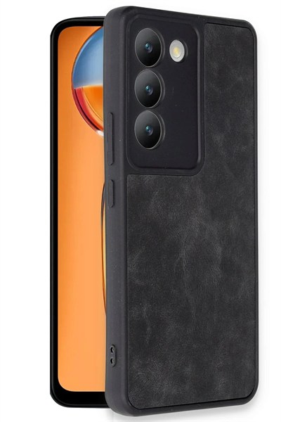 Mey İthalat®  Vivo V30 Lite 4G Kılıf Aras Deri Kapak - Siyah