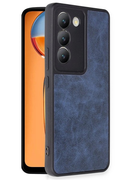 Mey İthalat®  Vivo V30 Lite 4G Kılıf Aras Deri Kapak - Lacivert