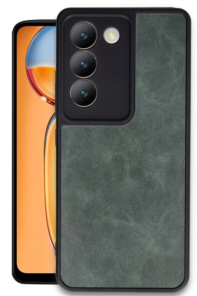 Mey İthalat®  Vivo V30 Lite 4G Kılıf Aras Deri Kapak - Koyu Yeşil
