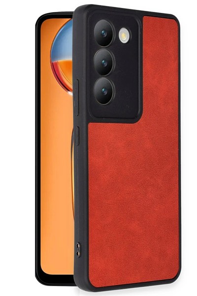 Mey İthalat®  Vivo V30 Lite 4G Kılıf Aras Deri Kapak - Kırmızı