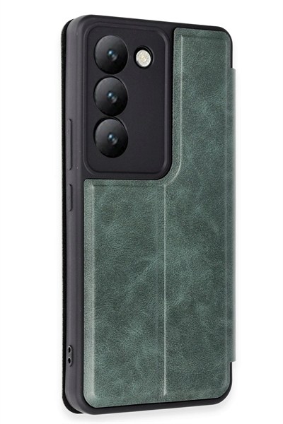 Mey İthalat®  Vivo V30 Lite 4G Kılıf Flip Cover - Koyu Yeşil