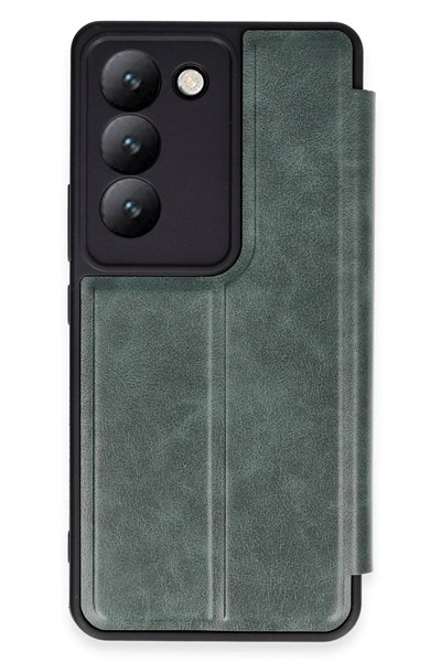 Mey İthalat®  Vivo V30 Lite 4G Kılıf Flip Cover - Koyu Yeşil