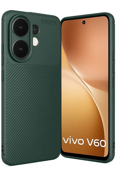 Mey İthalat®  Vivo V60 5G Auto Focus Karbon Kapak - Koyu Yeşil
