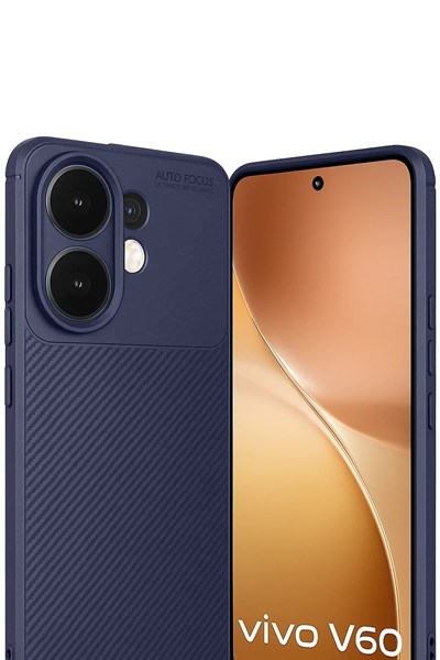 Mey İthalat®  Vivo V60 5G Auto Focus Karbon Kapak - Lacivert