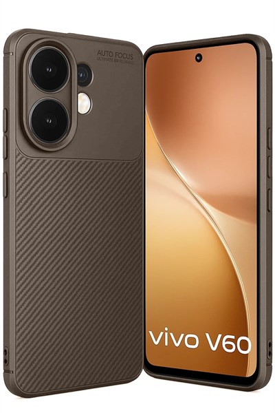 Mey İthalat®  Vivo V60 5G Auto Focus Karbon Kapak - Kahverengi