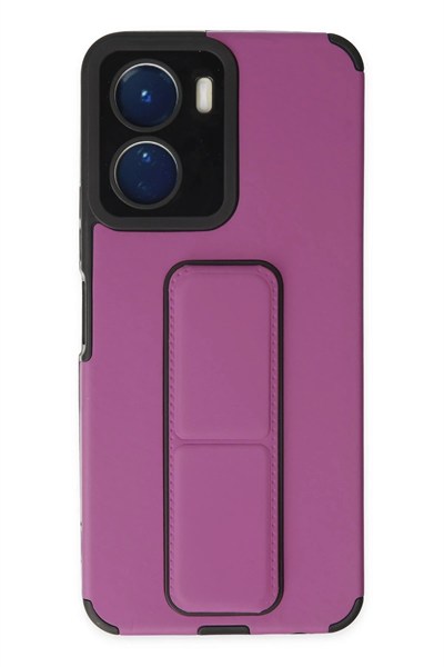 Mey İthalat®  Vivo Y16 Kılıf Mega Standlı Silikon - Mor