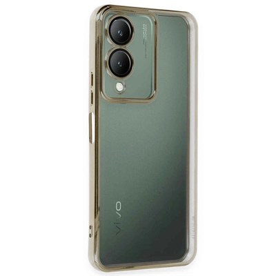 Mey İthalat®  Vivo Y17S Kılıf  Lensli Silikon - Gold