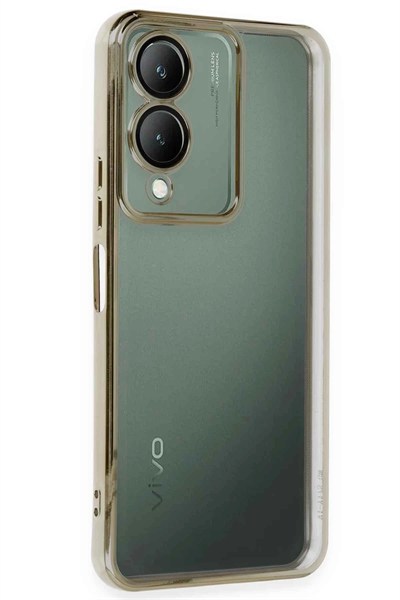 Mey İthalat®  Vivo Y17S Kılıf  Lensli Silikon - Gold