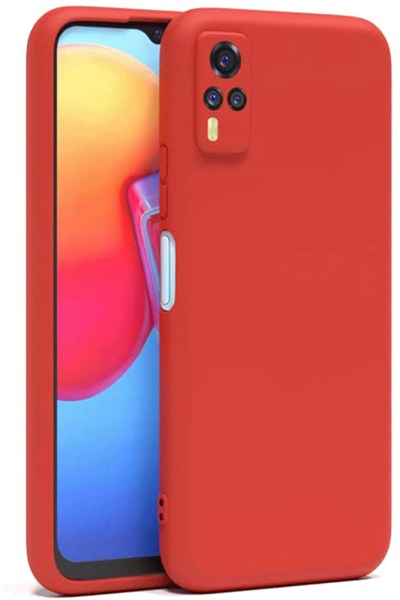 Mey İthalat®  Vivo Y53S Kılıf Nano içi Kadife Silikon - Kırmızı