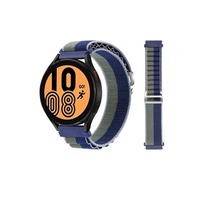 Mey İthalat®  Watch 20mm KR410 Kumaş Kordon - Lacivert-Yeşil