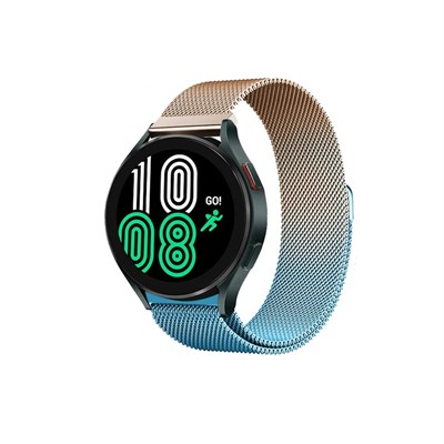 Mey İthalat®  Watch 20mm Metal Mıknatıslı Kordon - Metalik Gold-Mavi