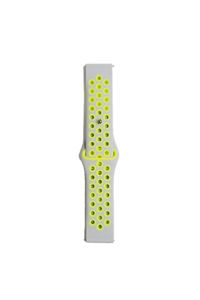 Mey İthalat®  Watch 20mm Spor Delikli Kordon - Gri-Yeşil