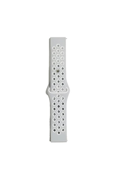 Mey İthalat®  Watch 20mm Spor Delikli Kordon - Gri-Beyaz