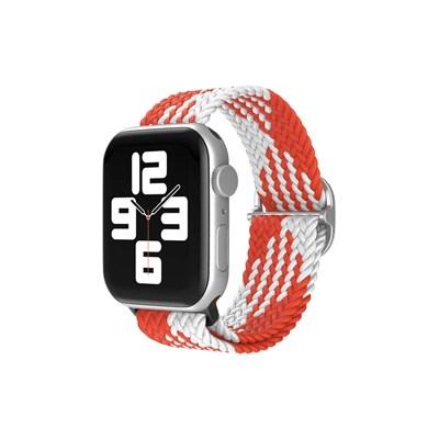 Mey İthalat®  Watch 20mm Star Kordon - Beyaz-Kırmızı