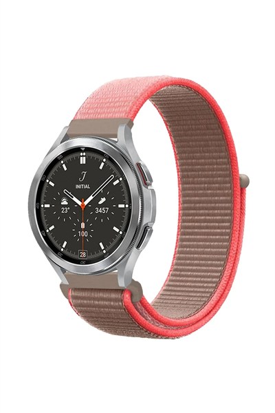 Mey İthalat®  Watch 22mm Hasırlı Cırtcırtlı Kordon - Pembe