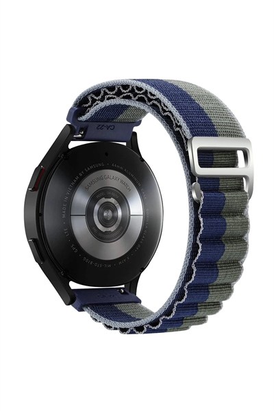 Mey İthalat®  Watch 22mm KR410 Kumaş Kordon - Lacivert-Yeşil