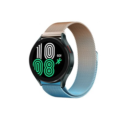 Mey İthalat®  Watch 22mm Metal Mıknatıslı Kordon - Metalik Gold-Mavi