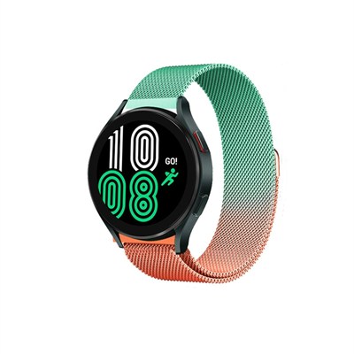 Mey İthalat®  Watch 22mm Metal Mıknatıslı Kordon - Turuncu-Yeşil