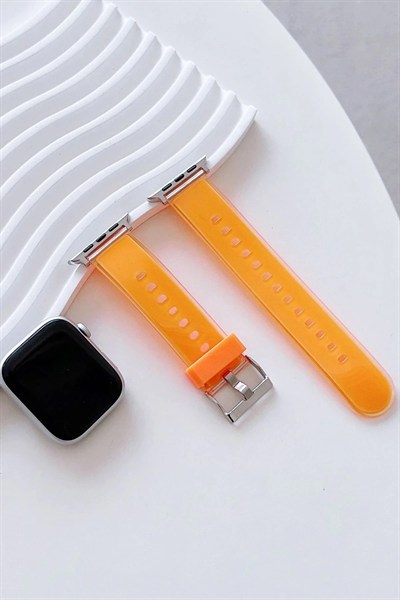 Mey İthalat®  Watch 45mm Jelly Silikon Kordon - Turuncu
