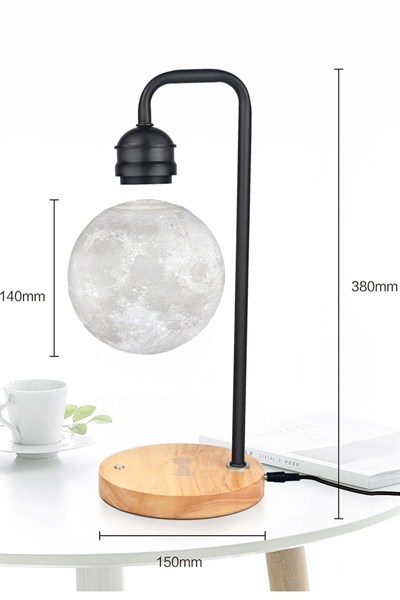 Mey İthalat®  XF02 Ay Görünümlü Kablosuz Şarj Özellikli Gece Lambası - Siyah