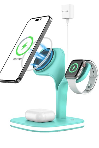 Mey İthalat®  YM-UD22 Kablosuz Şarj Masaüstü Set - Yeşil