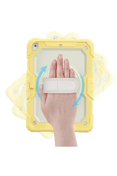 Mey İthalat®  iPad 10.2 (7.nesil) Kılıf Strap New Tablet Kapak - Sarı