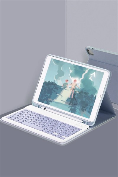 Mey İthalat®  iPad 10.2 (9.nesil) Kılıf KC01 Smart Klavyeli Tablet Kılıfı - Lacivert