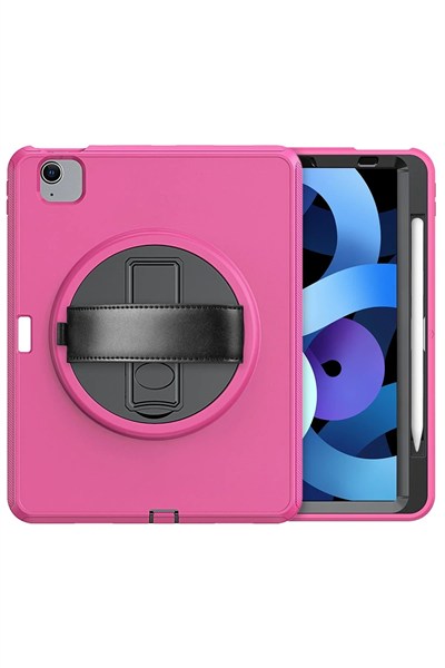 Mey İthalat®  iPad 2022 10.9 (10.nesil) Kılıf Hand Strap Tablet Kılıfı - Pembe