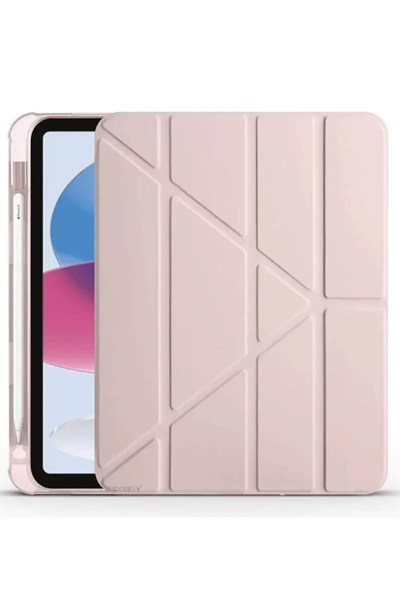 Mey İthalat®  iPad 2022 10.9 (10.nesil) Kılıf Kalemlikli Mars Tablet Kılıfı - Rose Gold