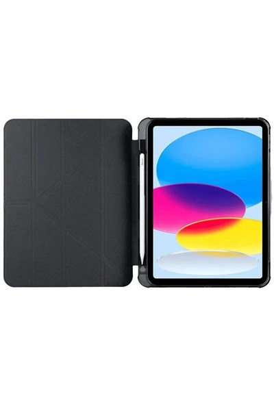 Mey İthalat®  iPad 2022 10.9 (10.nesil) Kılıf Kalemlikli Mars Tablet Kılıfı - Siyah