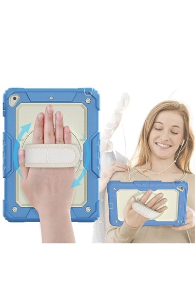 Mey İthalat®  iPad 5 Air 9.7 Kılıf Strap New Tablet Kapak - Mavi