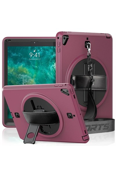 Mey İthalat®  iPad 5 Air 9.7 Kılıf Strap-C Otterbox Tablet Kapak - Mürdüm