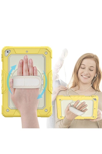 Mey İthalat®  iPad 5 Air 9.7 Kılıf Strap New Tablet Kapak - Sarı