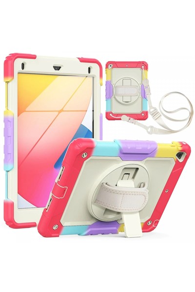 Mey İthalat®  iPad 5 Air 9.7 Kılıf Tablet Rainbow Kapak - Kırmızı