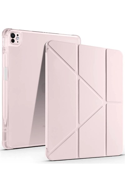 Mey İthalat®  iPad Air 13 (2024) Kılıf Kalemlikli Mars Tablet Kılıfı - Rose Gold