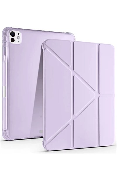 Mey İthalat®  iPad Air 13 (2024) Kılıf Kalemlikli Mars Tablet Kılıfı - Lila