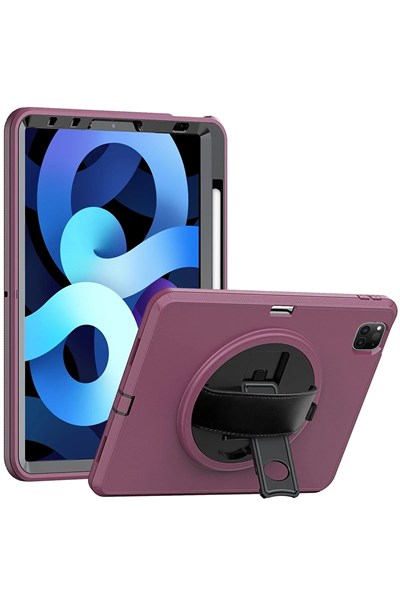 Mey İthalat®  iPad Pro 11 (2018) Kılıf Hand Strap Tablet Kılıfı - Mürdüm